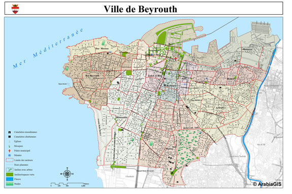 Map of Beirut Map of Beirut